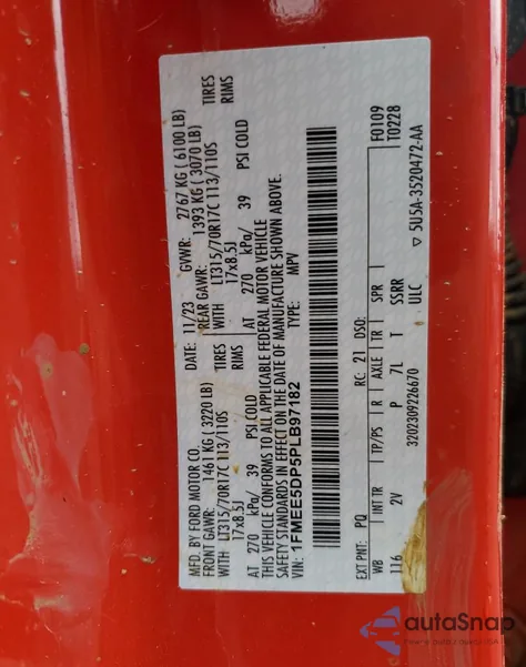 2023 Ford Bronco Base from USA, damaged, VIN 1FMEE5DP5PLB97182